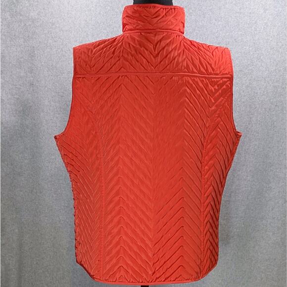 Orvis Women's L Coral Orange Quilted Vest Full Zip Pockets Outdoor Hiking - Picture 8 of 8